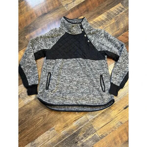 Abercrombie Fitch Sweater Womens M Gray Asymmetrical Snap Up Fleece Cozy Cabin